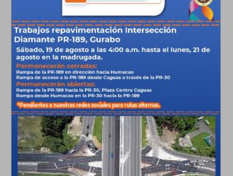 Anuncian continuación de trabajos de reemplazo del puente en la PR-30 sobre la PR-189 entre Gurabo y Caguas 