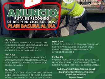 Municipio de Camuy notifica cambio en compañía de recogido de basura y rutas de servicio