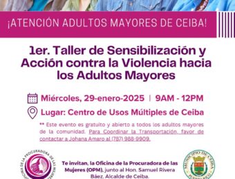 Procuradora interina de las Mujeres y alcalde de Ceiba anuncian taller contra la violencia en adultos mayores